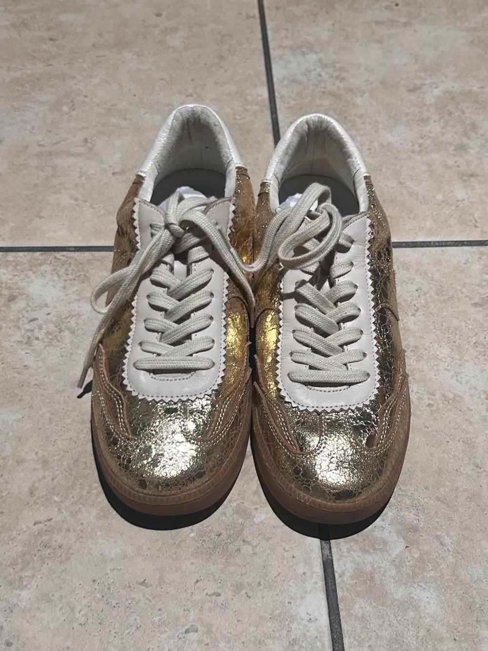 Dolce Vita Gold Metallic Sneakers with Cream Accents